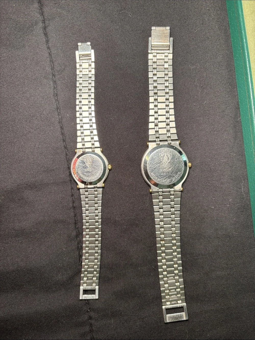 Gucci Two-Tone Gold & Silver Watch Duo with Green Presentation Box
